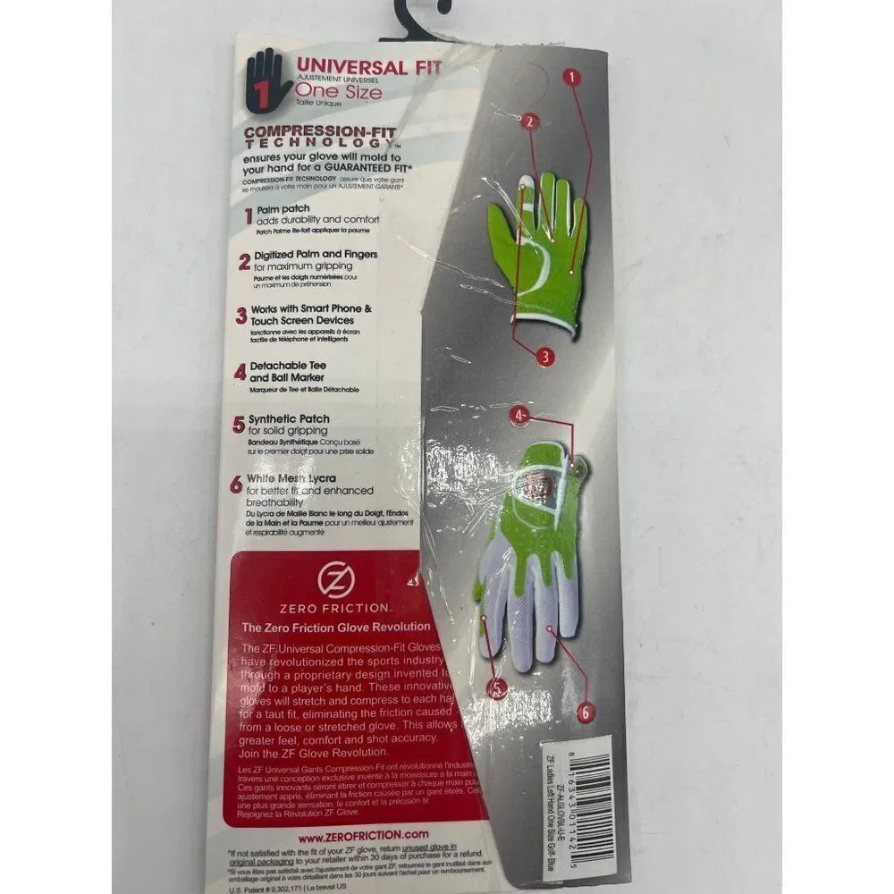 Universal Fit Zero Friction Compression-Fit Technology Ladies Left Glove